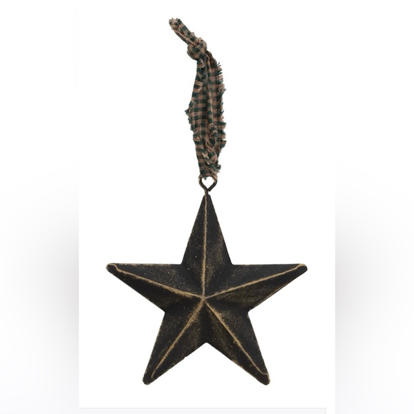 *Hanging Metal Primitive Stars With Gingham Hanger 3.75” Set of Three - Picture 9 of 17